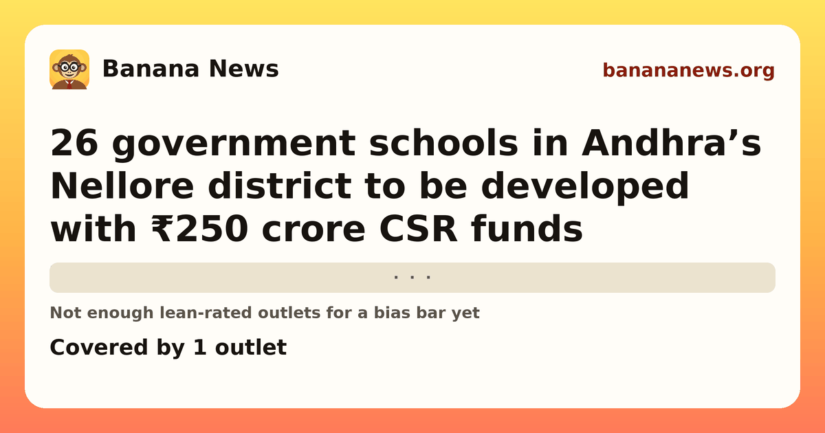 Banana News card: 26 government schools in Andhra’s Nellore district to be developed with ₹250 crore CSR funds. Covered by 1 outlets.