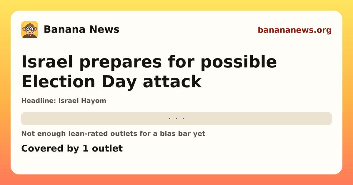 Banana News card: Israel prepares for possible Election Day attack. Covered by 1 outlets.