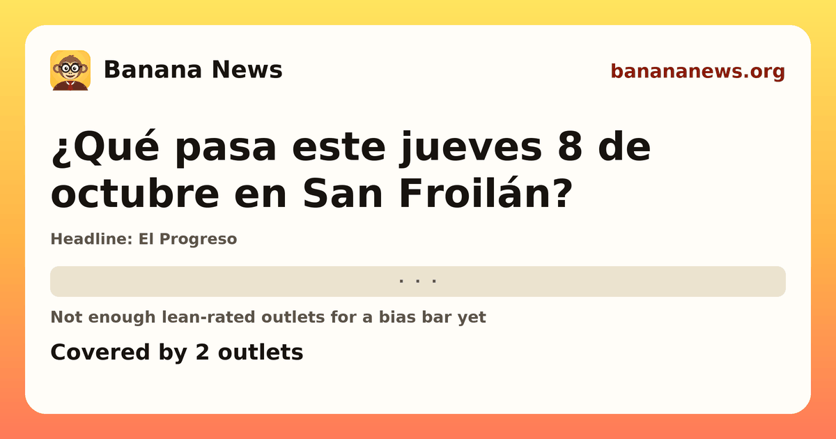 Banana News card: ¿Qué pasa este jueves 8 de octubre en San Froilán?. Covered by 2 outlets.
