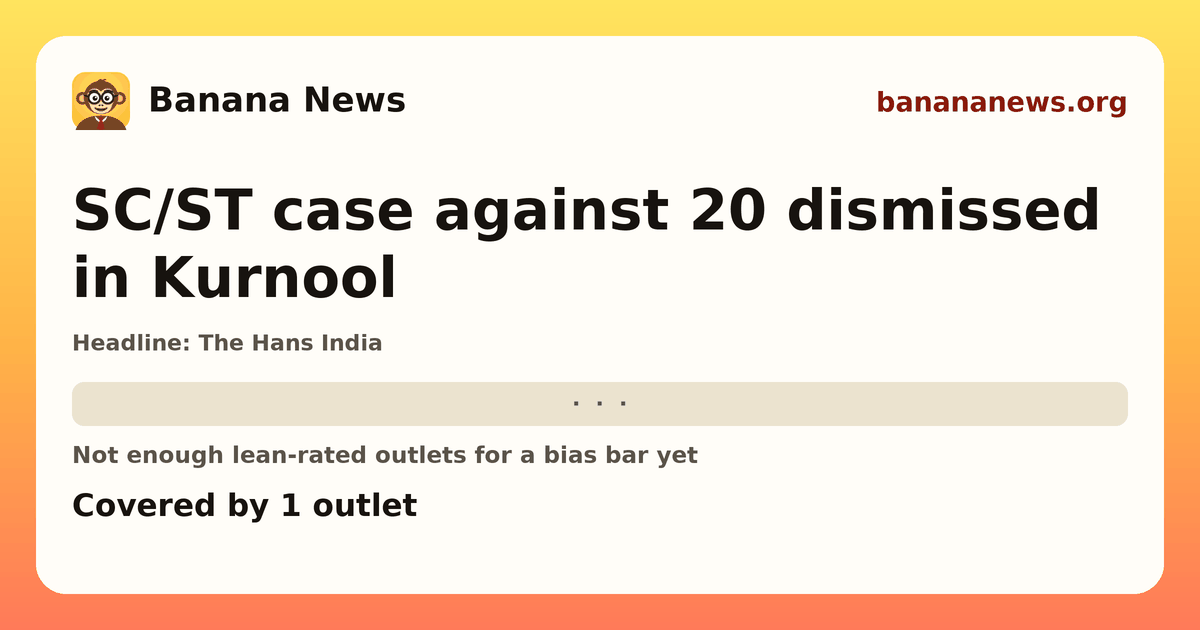 Banana News card: SC/ST case against 20 dismissed in Kurnool. Covered by 1 outlets.