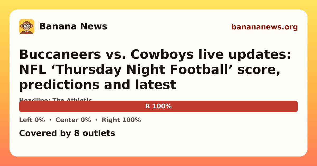 Banana News card: Buccaneers vs. Cowboys live updates: NFL ‘Thursday Night Football’ score, predictions and latest. Covered by 8 outlets.
