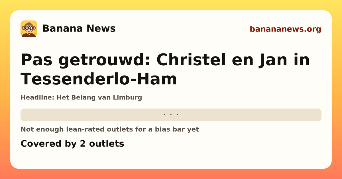 Banana News card: Pas getrouwd: Christel en Jan in Tessenderlo-Ham. Covered by 2 outlets.