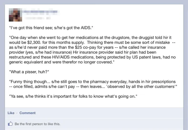 HIV/AIDS patient lost insurance coverage because of US patent laws #important