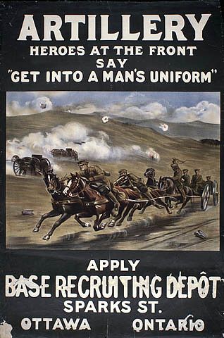 First World War recruitment poster: “Artillery Heroes...' / Affiche pour une campagne de recrutement lors de la Première