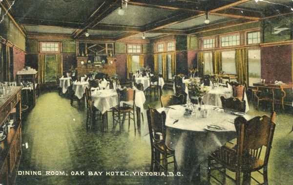 Postcard: Dining Room, Oak Bay Hotel, Oak Bay, BC, c.1910