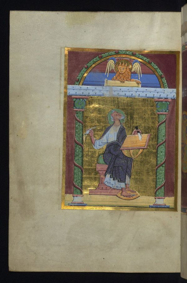 Illuminated Manuscript, Reichenau Gospels, Evangelist portrait of Mark, Walters Art Museum Ms. W.7, fol. 67v