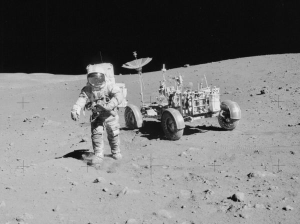 Apollo 15 Commander Dave Scott and the LRV