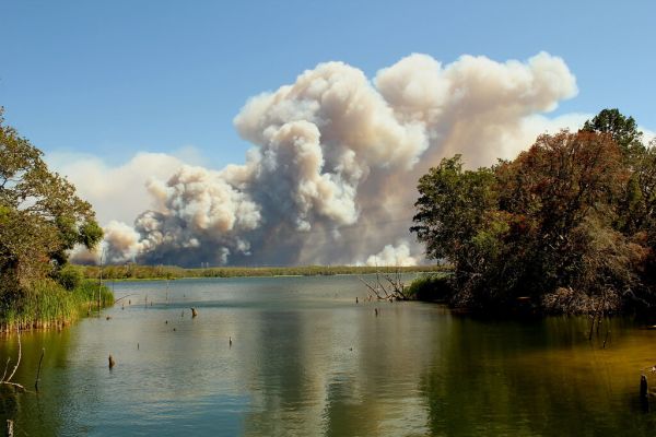 Massive Fire Across Lake Bastop