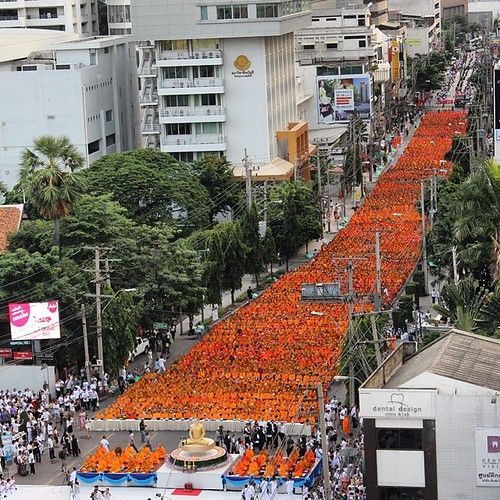Another pic of the day I witnessed thousands of Thai Buddhist Monks lining the streets in the heart of Bangkok. Breathta