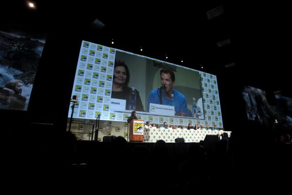 Stephen Colbert, Peter Jackson, Philippa Boyens, Benedict Cumberbatch, Cate Blanchett, Orlando Bloom, Evangeline Lilly, 