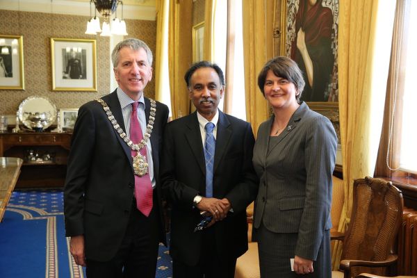 S. D. Shibulal, CEO, Infosys, with the Lord Mayor and Minister Arlene Foster, 2013 Horasis Global India Business Meeting