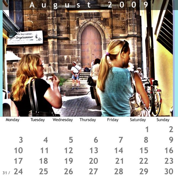 August 2009 almanac Calendar Kalender
