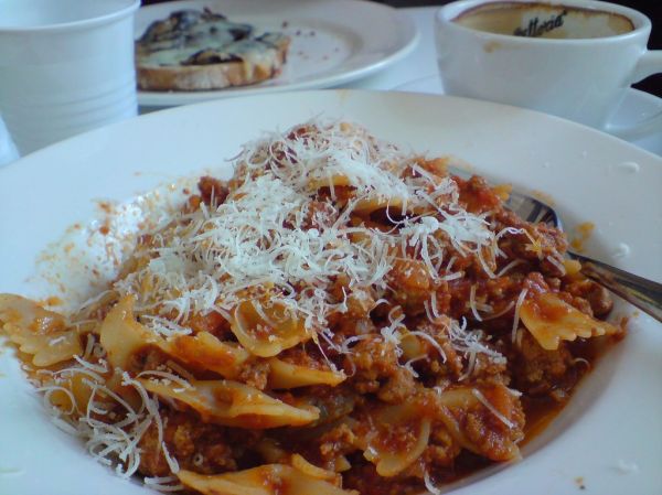 Farfalle Ragu with parmesan - Caffe Vini Spuntini AUD14