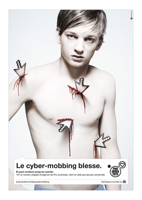 Pro Juventute - Stopp Cyber-Mobbing Kampagne © Pro Juventute Plakat Fr hoch