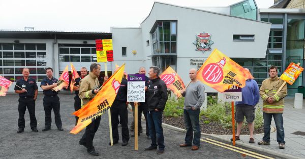 FBU and UNISON strike pickets outside Carrow Fire Station Norwich