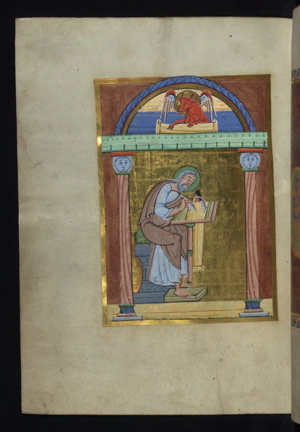 Illuminated Manuscript, Reichenau Gospels, Evangelist portrait of Luke, Walters Art Museum Ms. W.7, fol. 107v