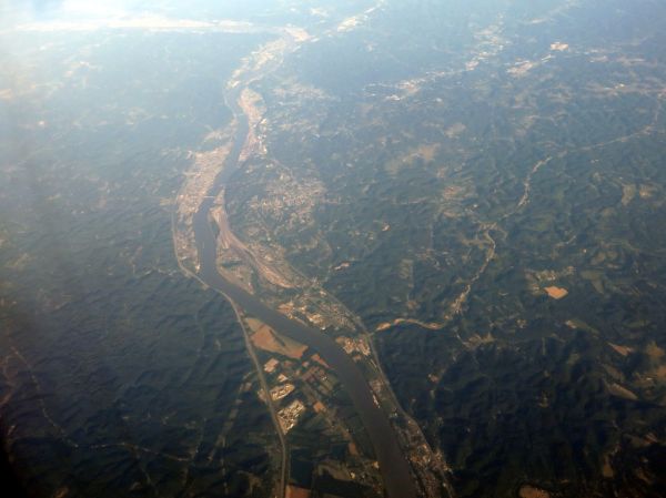 Greenup, Kentucky; Ironton, Ohio; Flatwoods, Kentucky on the Ohio River at Kentucky-West Virginia-Ohio Border