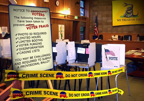 Cartoon - Voter Suppression Crime Scene