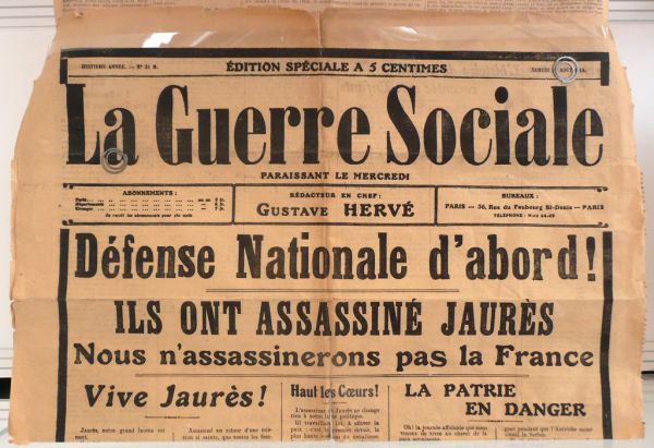 La Guerre Sociale annonce l'assassinat de Jean Jaures
