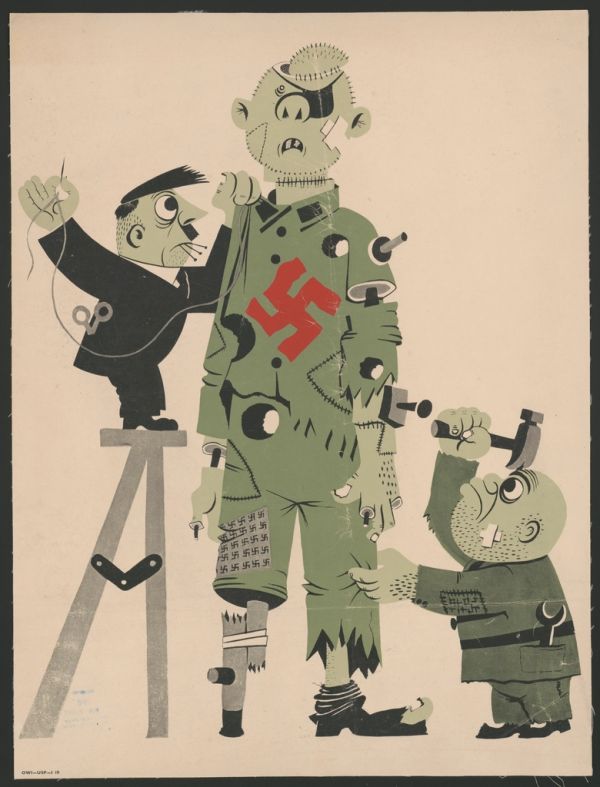 [Hitler Mussolini making puppet]