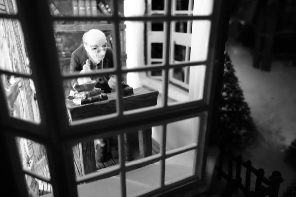 Dickens Christmas Village 2012 - Scrooge works overtime on Christmas Eve
