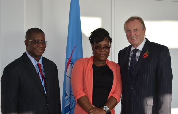 Mr Siaka Koné, Directeur général de l'AIGF de la Côte d'Ivoire et Mamanh Cherry Diomande, Chargée d'Affaires, avec Malco