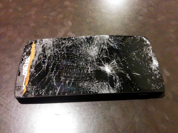 Nexus 5 phone that got caught in the seat at the BFI, the flat, London, UK