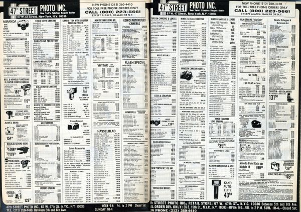 47th St Photo camera mail order price list feb 76
