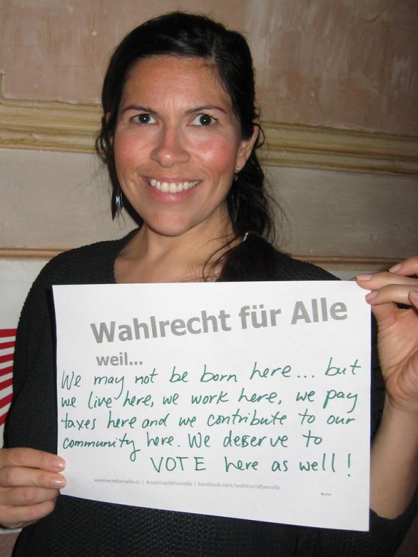 Fotoaktion 'Wahlrecht für Alle, weil...' bzw. 'Ich möchte wählen, weil...'