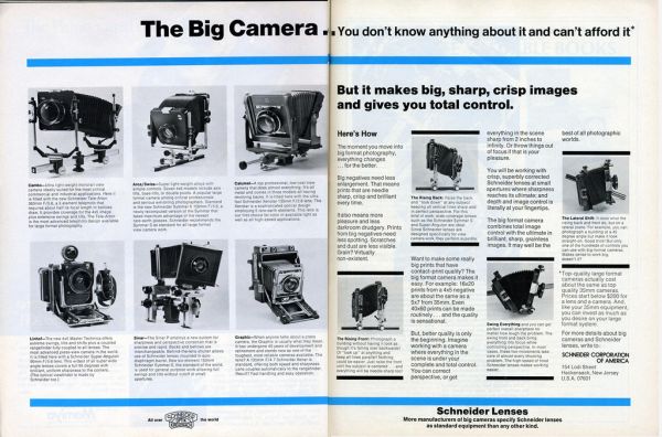 Schneider large format lenses 1974
