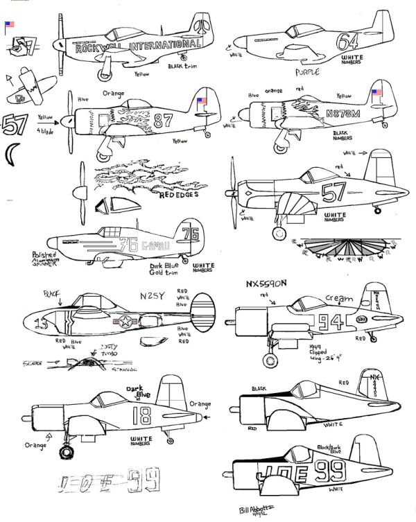Cleaned and sharpened (and traced to digital...): racing plane cartoon coloring page