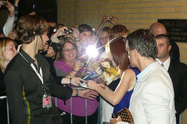 Actress Julianne Moore signs Autographs out back of the Elgin theater, after the Tiff '08 premiere of her new movie, Bli