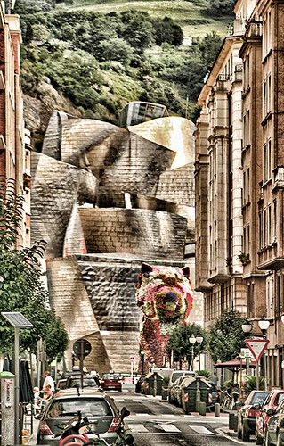 Jeff Koons flowery dog, Guggenheim Bilbao - TA PPop Dram Det Shrp Det