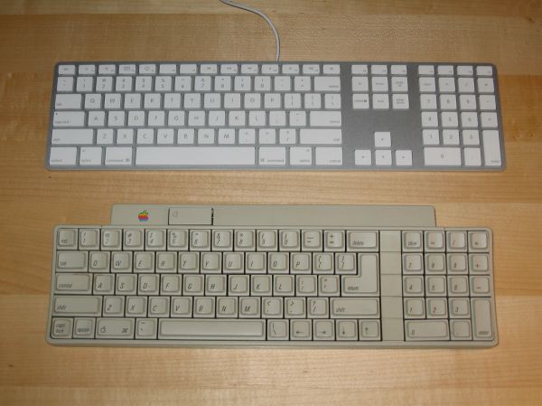 Apple Keyboard vs. Apple IIgs keyboard (circa 1986)