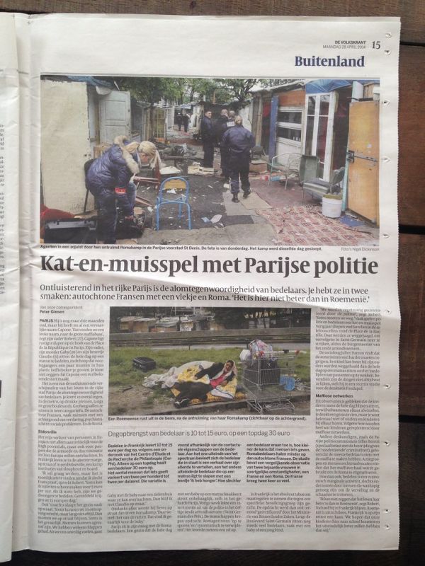 Kat- en muisspel met Parijse politie - 28 april in Volkskrant