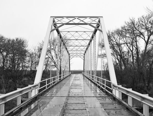 Truss Bridge, Providence Road over Little Brazos River, Hearne, Texas 1403151327bw