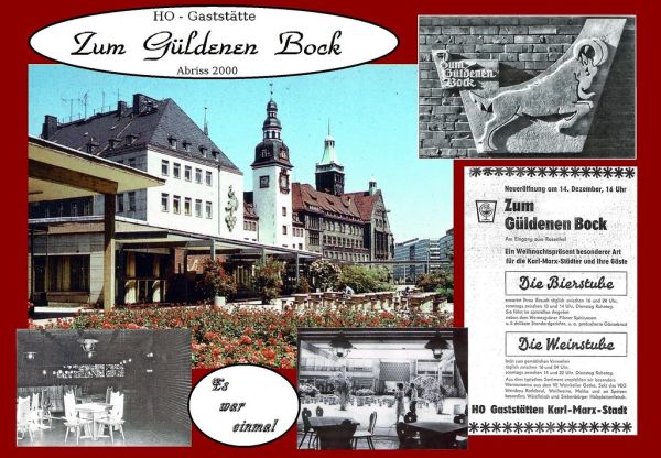 HO-Gaststätte 'Zum Güldenen Bock' am Rosenhof in Chemnitz/Karl-Marx-Stadt erbaut 1968 abgerissen 2000