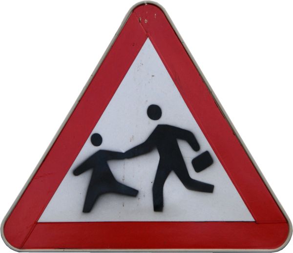 Warning Sign 'Children' in Bucharest on Logofăt Dan Street near Pantelimon Roadway