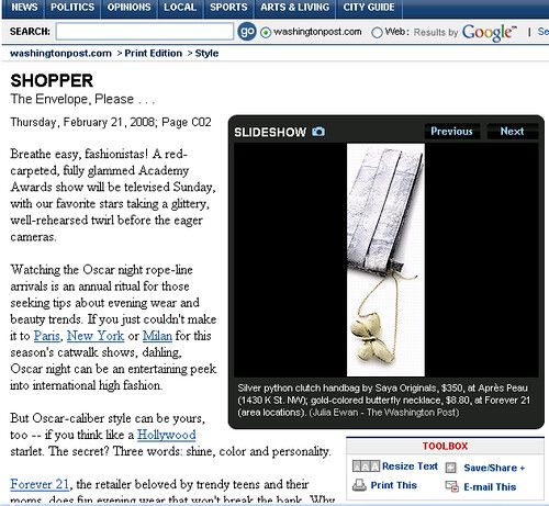 Saya Originals in the WaPo