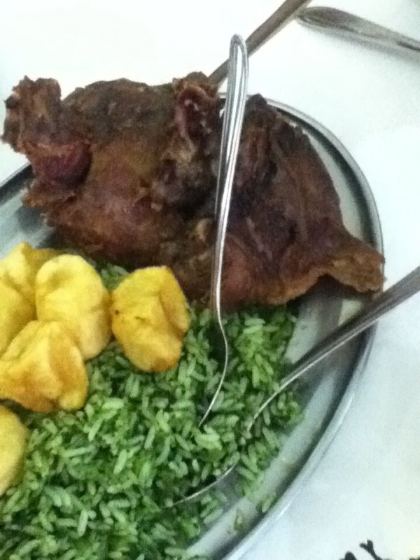 o carneiro com arroz de brocolis da Nova Capela