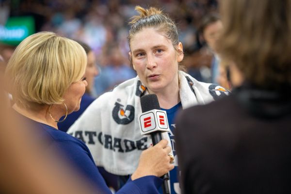 Holly Rowe interviews Lindsay Whalen after the Lynx vs Mystics game. The game was Whalen's final regular season game bef