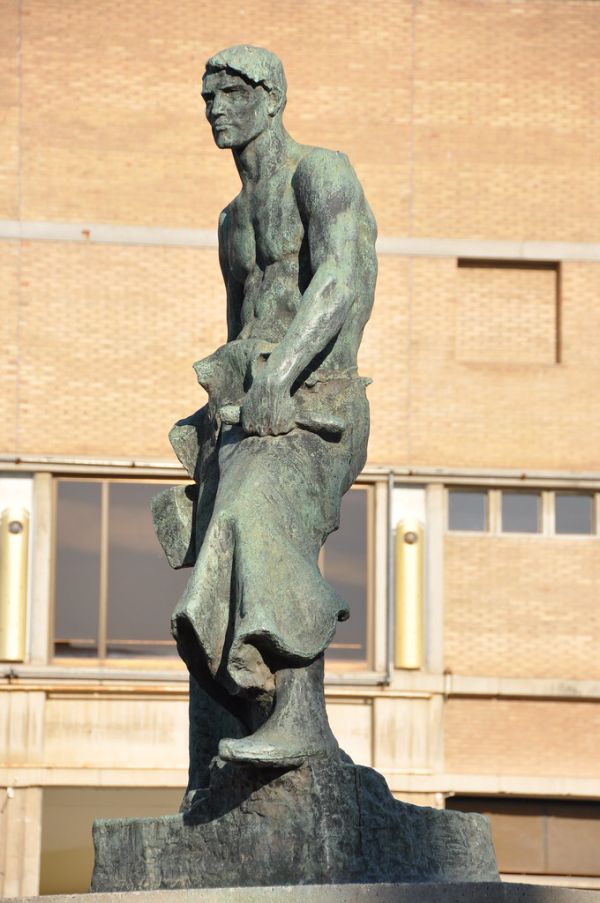 Barcelona (venue of Fira de Barcelona). The Blacksmith. Bronze statue cast in 1930 from the original model carved in 191