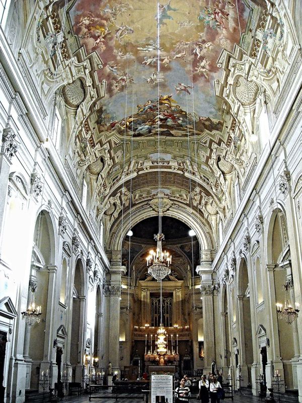 Interior of Carmine Church (1775) with fresco of the 'Ascension Day' by Giuseppe Romei - Florence