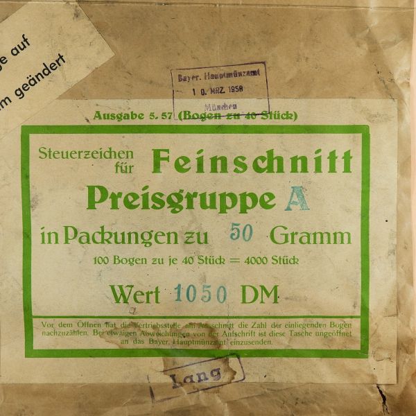 Tabaksteuer Banderole für Feinschnitt
