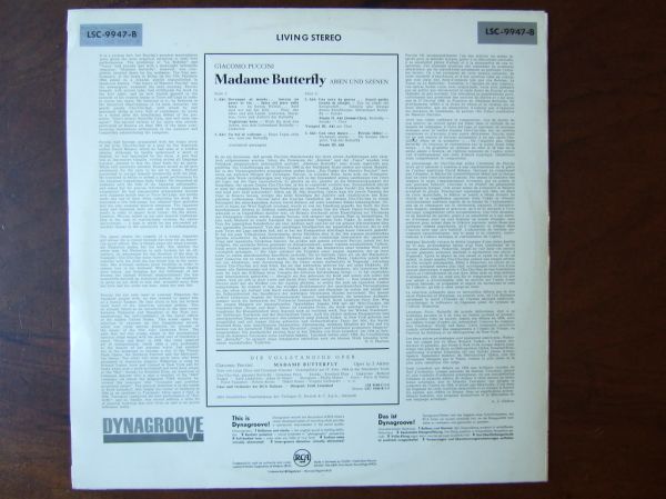 Backside Puccini - Madame Butterfly - Leontyne Price, Richard Tucker - Arien & Szenen, Opernhaus Roma, Erich Leinsdorf, 