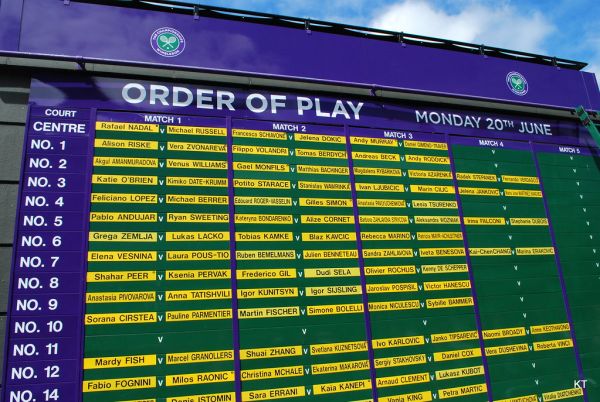 The first day's order of play