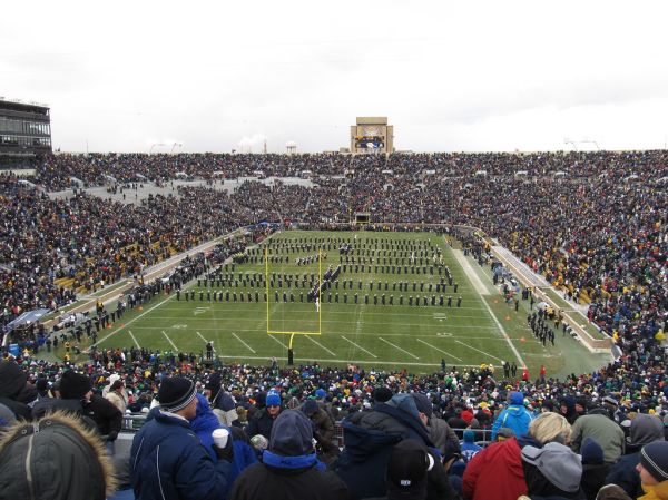 Band of the Fighting Irish Spelling 'I-R-I-S-H', Notre Dame Stadium, University of Notre Dame, South Bend, Indiana
