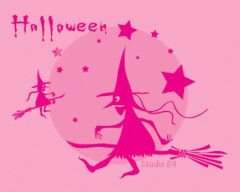 Pink halloween witches