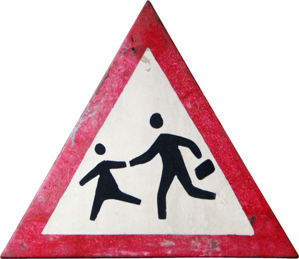 Warning Sign 'Children' in Bucharest on Pantelimon Roadway