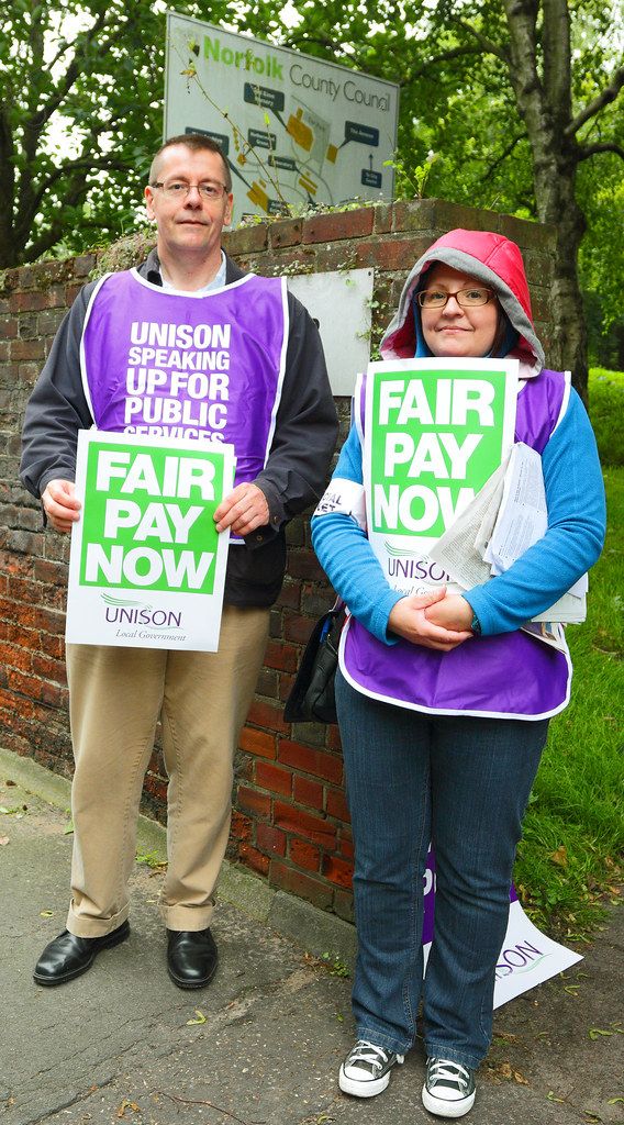 UNISON strike pickets at County Hall Norwich 2